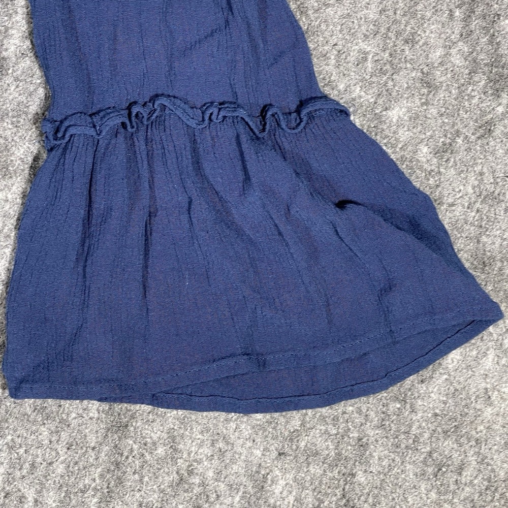 Gypsies & Moondust Boho Bell Sleeve Blue Top Women's Size M Witchy Crochet Crop - Picture 8 of 13